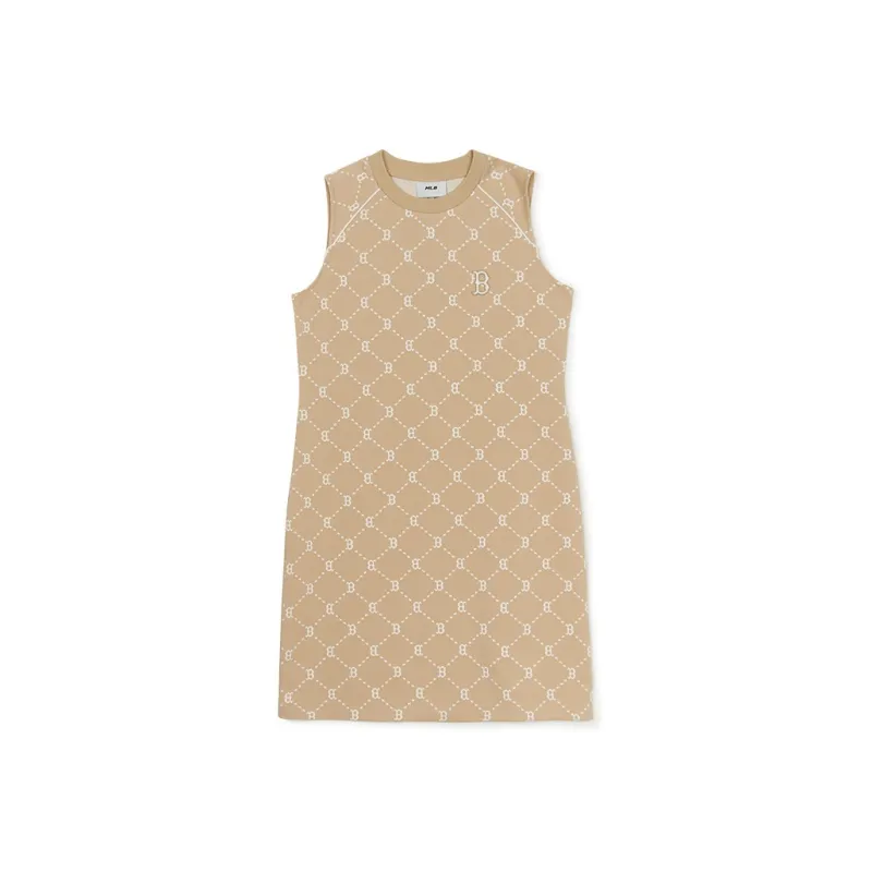 MLB Monogram Boston Red Sox Sleeveless Dress Women's Light Beige-0