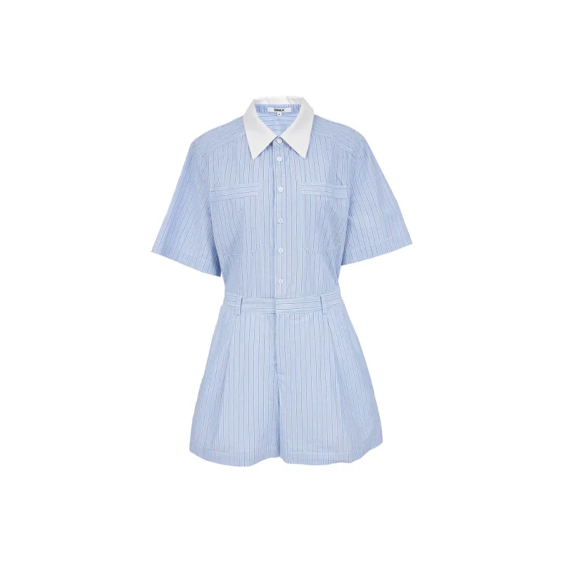 ONLY Casual Shorts Women's Sky Blue With White Stripes-0