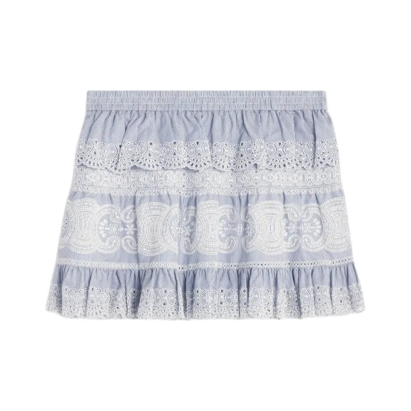 CELINE Embroidered Mini Skirt In Striped Cotton And Cashmere-0