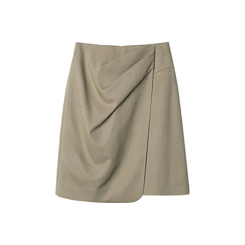 Dimple Hsu Cropped Skirt Gray Green-0