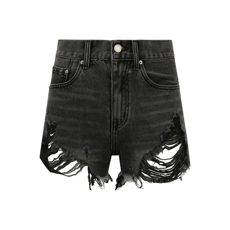 Valeria Obbaco Denim Shorts Women's Black-0
