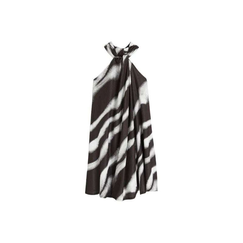 H&M Sleeveless Dress Women's Black/Zebra Print-0