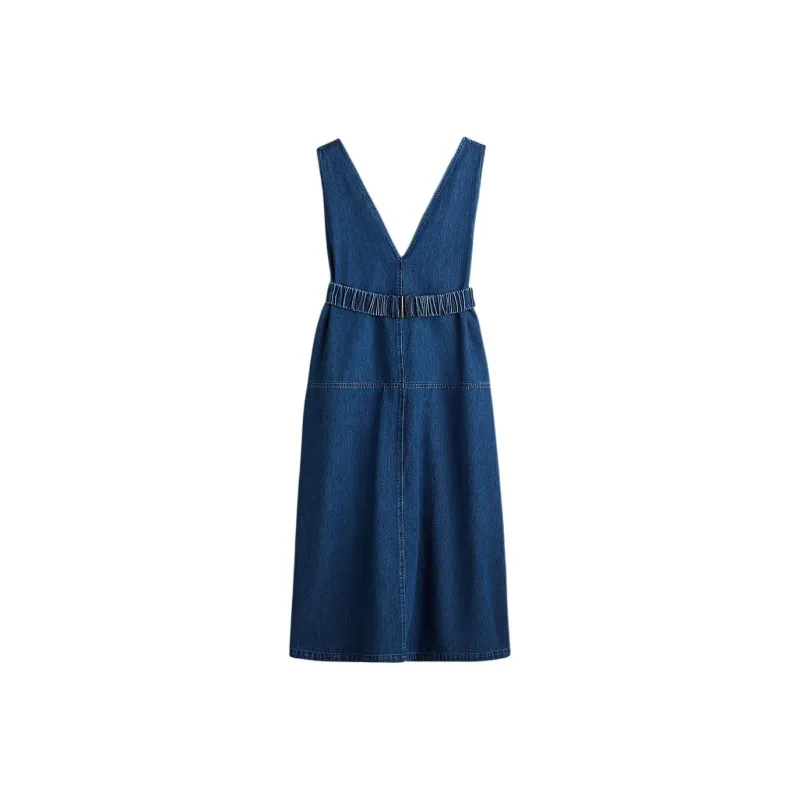 H&M Sleeveless Dress Women's Dark Denim Blue-0