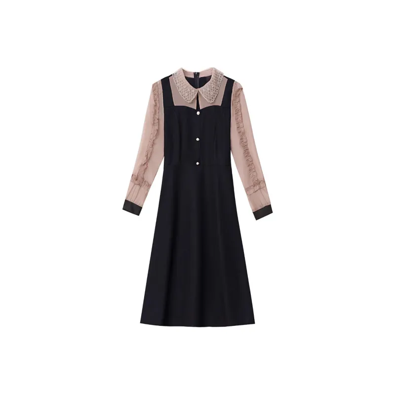 Mapping Long Sleeved Dresses Women's Black-0