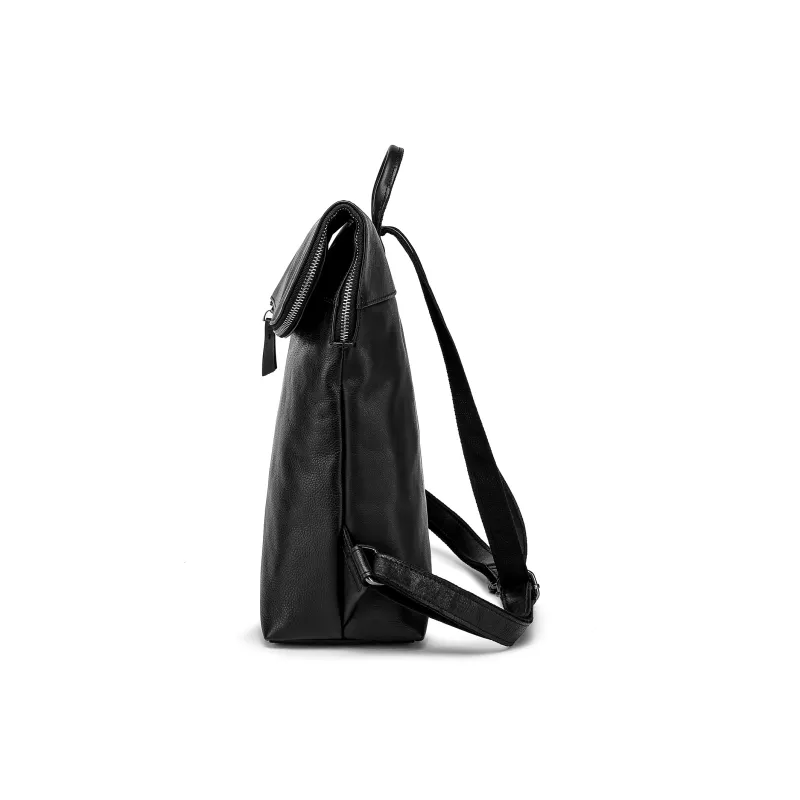 Ace Paul Top Grain Cow Leather Backpack Unisex Black-2