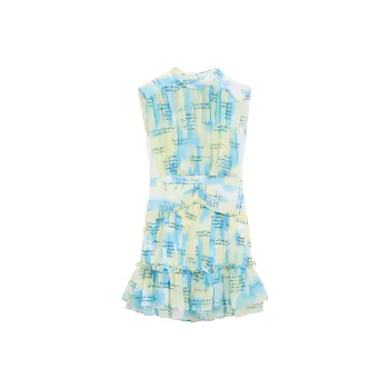Bebe Sleeveless Dress Women's Blue White