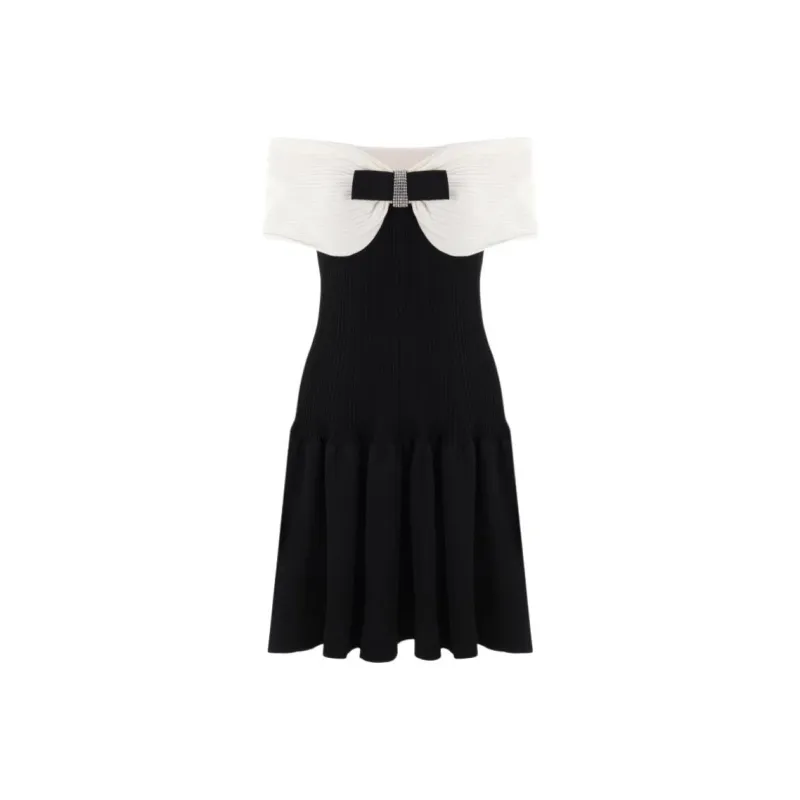 Self portrait Knitted Bow Mini Dress-0