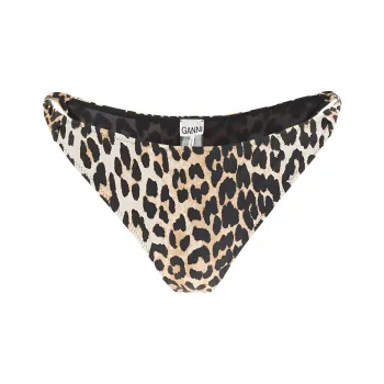 GANNI Recycled Printed Twisted Bikini Briefs 'Leopard'