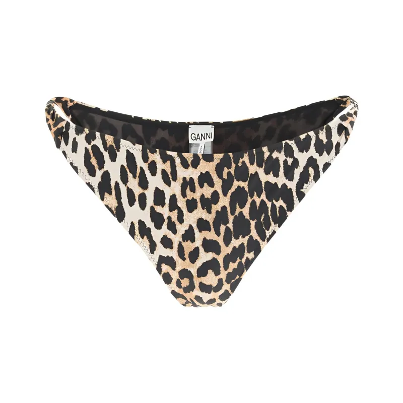 GANNI Recycled Printed Twisted Bikini Briefs 'Leopard'-0