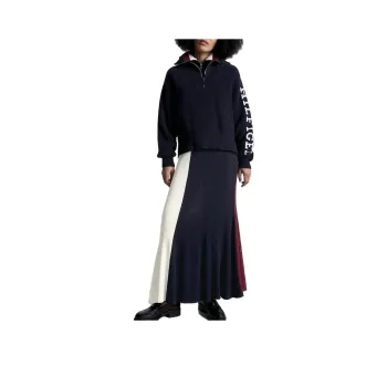 Tommy Hilfiger FW23 Colorblock Ribbed Maxi Skirt Dresses Skirts Casual Long Skirts Women's Blue