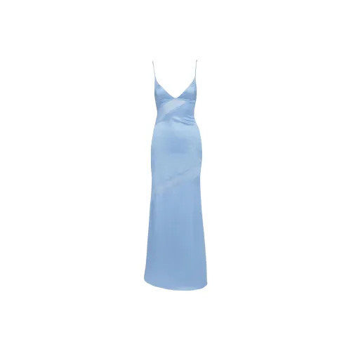 PRINCESS POLLY ON POSTCARDS TIE SPLIT MAXI DRESS Slip Dresses Women's BLUE/Blue