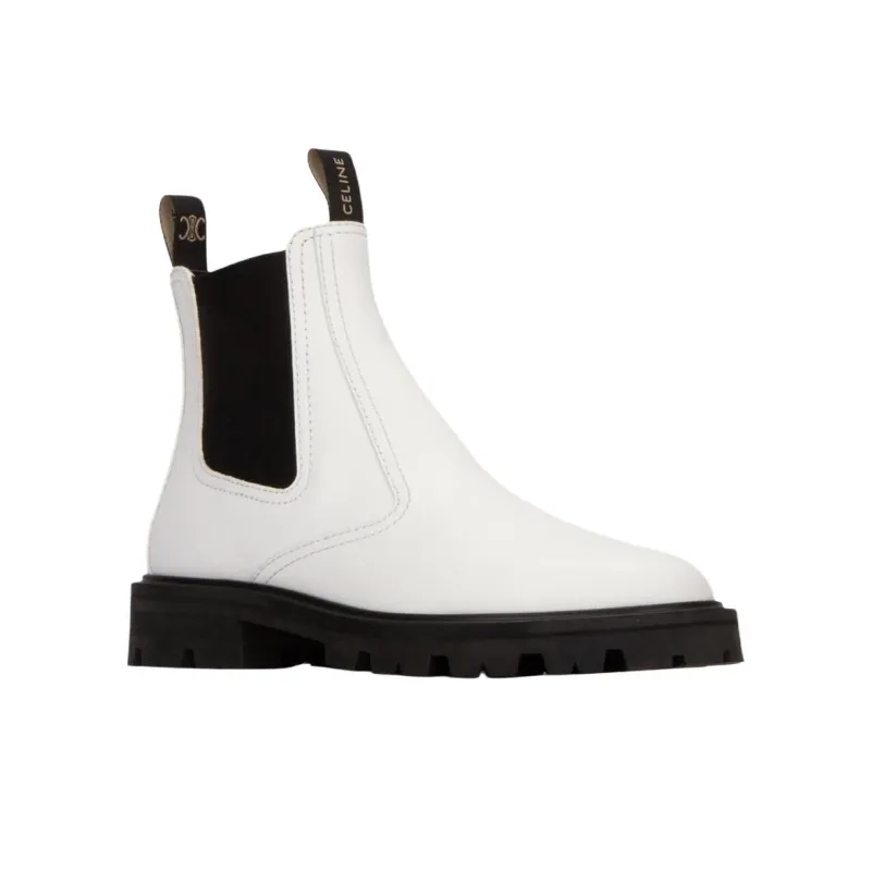 CELINE Short Chelsea Boots Women's White-2