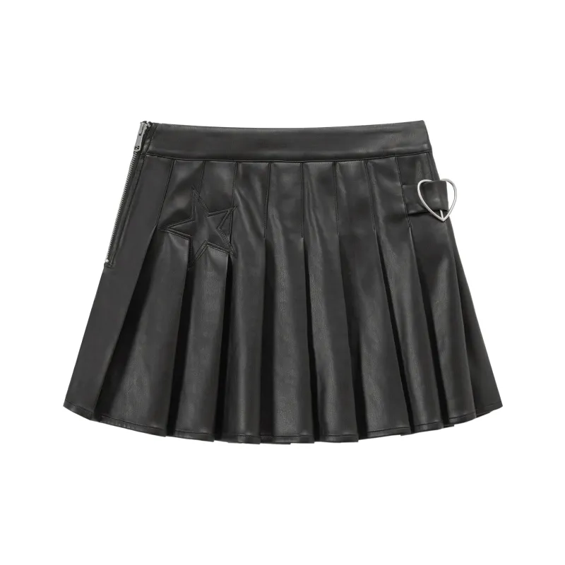 CHUU Leather Short Skirts Women's-0