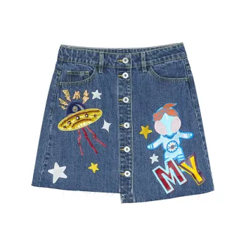 LALABOBO Cropped Skirt Dark Blue White