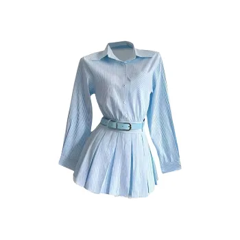 DOSOHEB Long Sleeved Dress Women's Blue