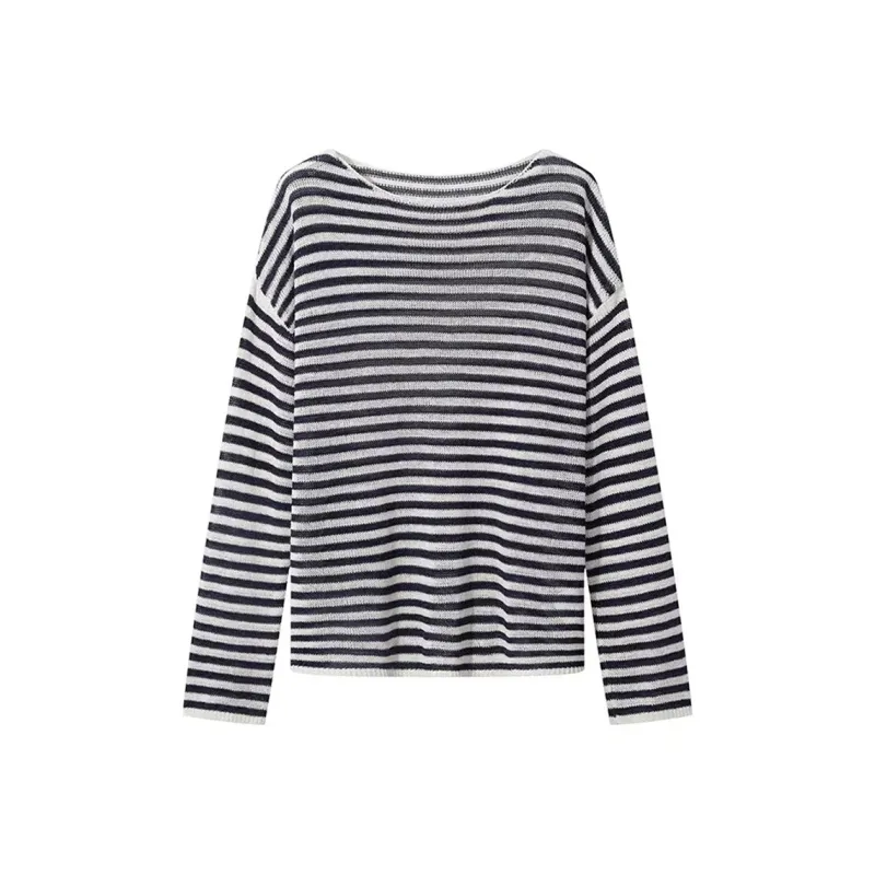 ERIRI Knitwear Women's Navy Blue Stripes-0