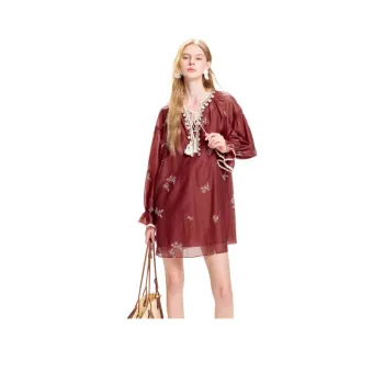 COCOON Long Sleeved Dress Women's Rusty Red