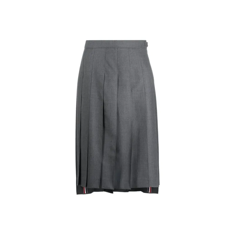 THOM BROWNE Rwb Stripe Pleated Midi Skirt-0