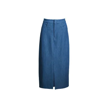 ROEYSHOUSE Casual Long Skirts Women's Denim Blue