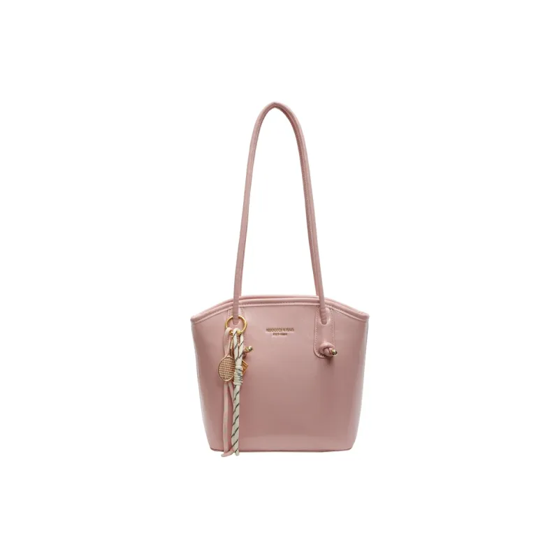 TOUTSEUL YOLO PU Bucket Bag, Shoulder Bag Women's Beige/Silver/Black/Light Blue/Pink/Ankara Red-12