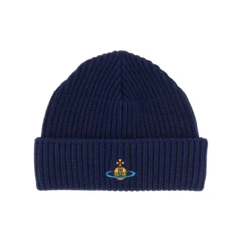 Vivienne Westwood Textile Fiber Beanies Women's Marine Blue