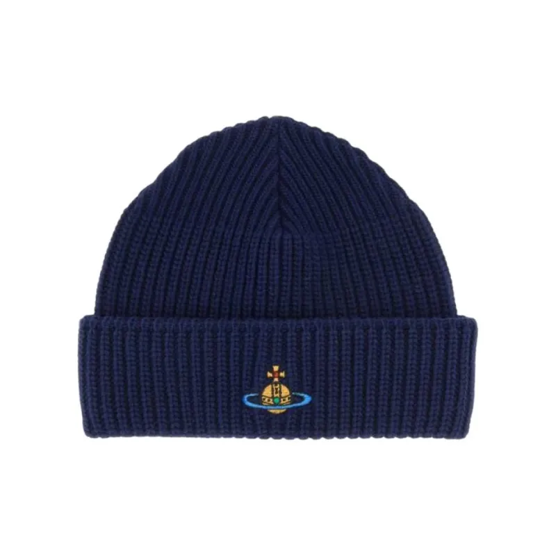 Vivienne Westwood Textile Fiber Beanies Women's Marine Blue-0