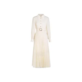 AUI Long Sleeved Dress Women's Apricot White