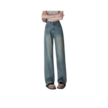 Menglaini Jeans Women's Vintage Blue Green