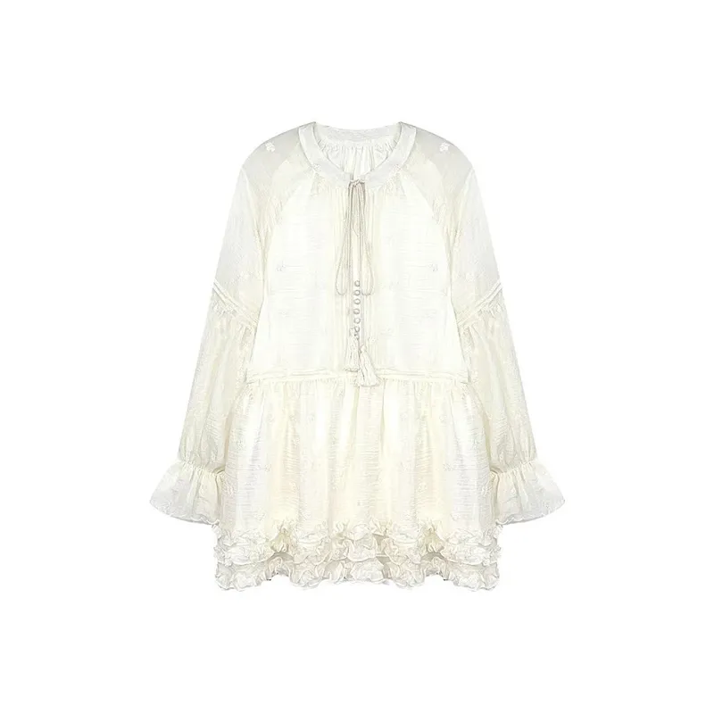 AFGGD Long Sleeved Dress Women's White-0