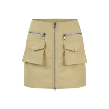 AZEPAM Casual Short Skirts Women's Khaki