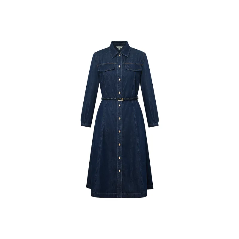 HAZZYS Long Sleeved Dress Women's Navy Blue-0