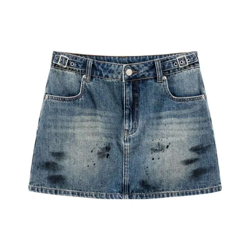 CHUU Casual Short Skirts Women's Denim Blue-0
