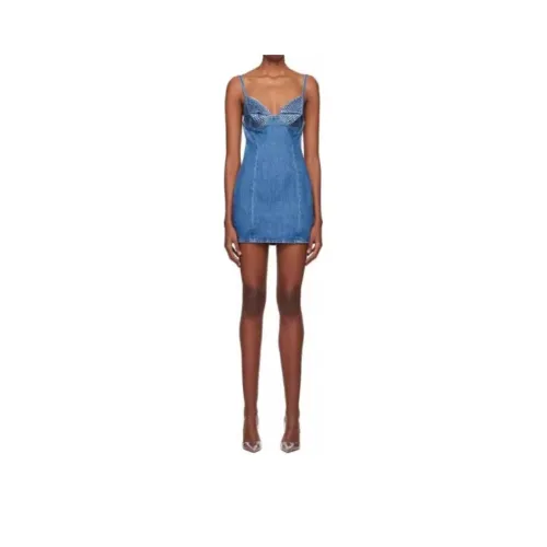AREA Crystal embellished Denim Minidress