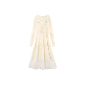 A Paradise For Awakening Long Sleeved Dress Women's Beige Apricot