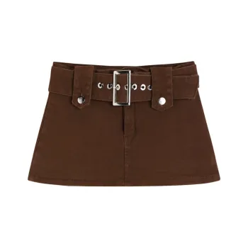 ETSE Casual Short Skirts Women's Brown