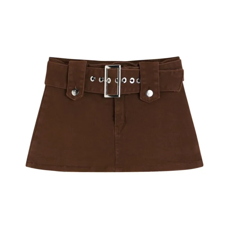 ETSE Casual Short Skirts Women's Brown-0