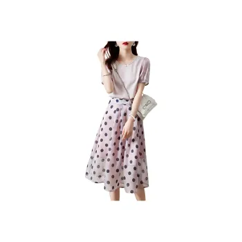 Mo Han Yi Mei Skirt Set Women's Gray Pink