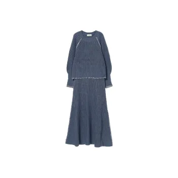 Beams HEART Skirt Set Women's Gray Blue