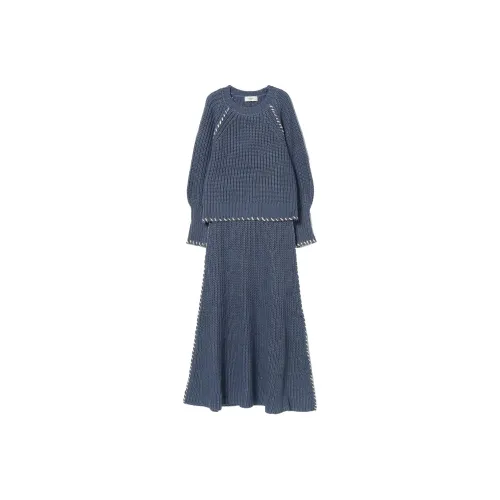 Beams HEART Skirt Set Women's Gray Blue