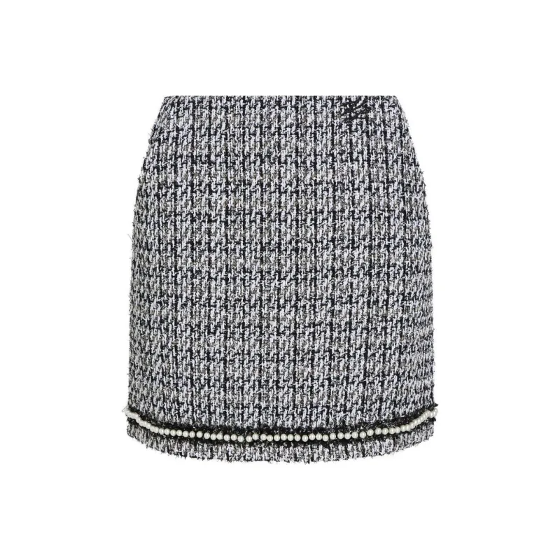 Karl Lagerfeld Pearl embellished Bouclé Mini Skirt-0