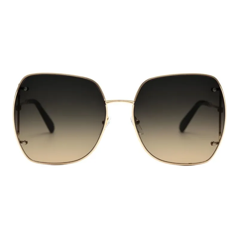 FERRAGAMO Metal Square Sunglasses Unisex Gold-1