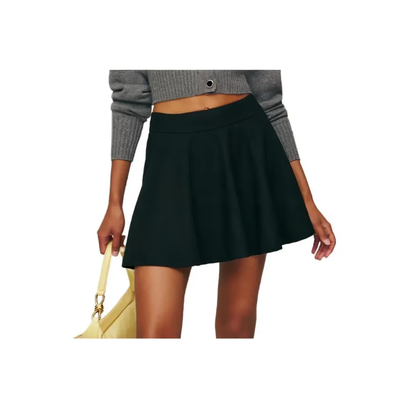 REFORMATION Dakota Skirt Casual Short Skirts Women's Black-0