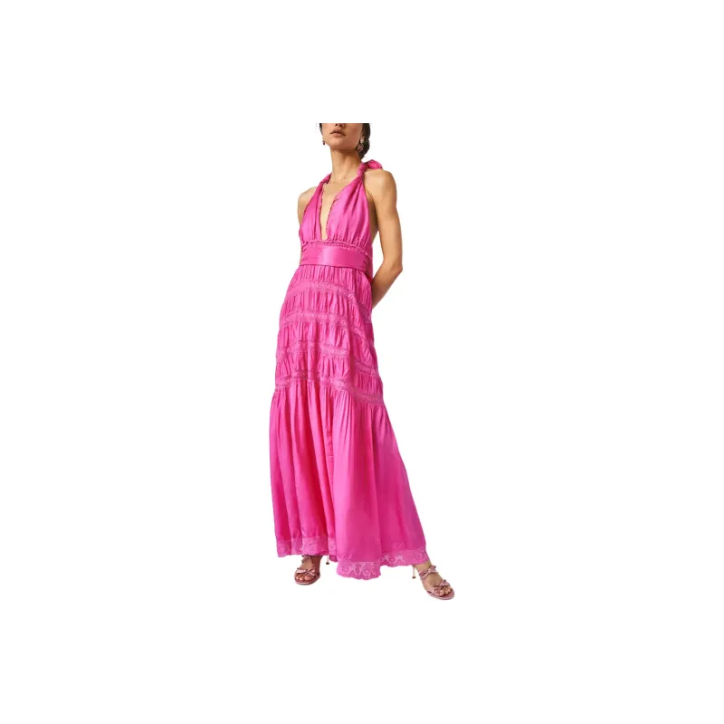 LOVESHACKFANCY Vendima Dress Slip Dresses Women's Pink Rose/Rose Pink-0