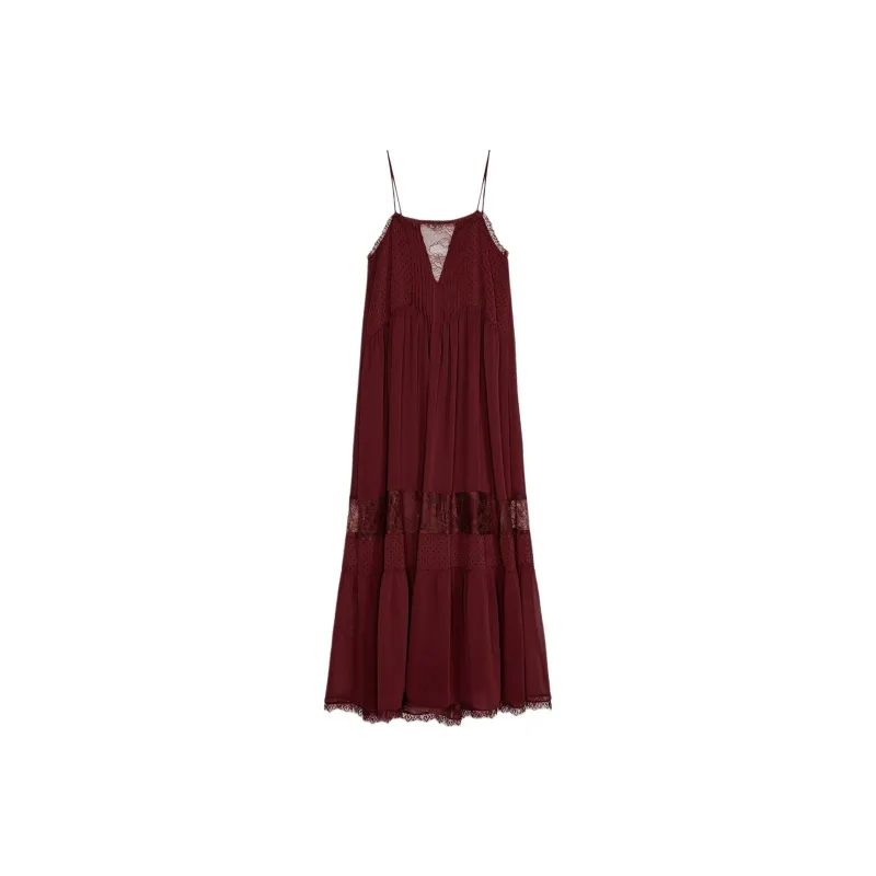 ZARA Slip Dresses Women's Burgundy Burgundy-0