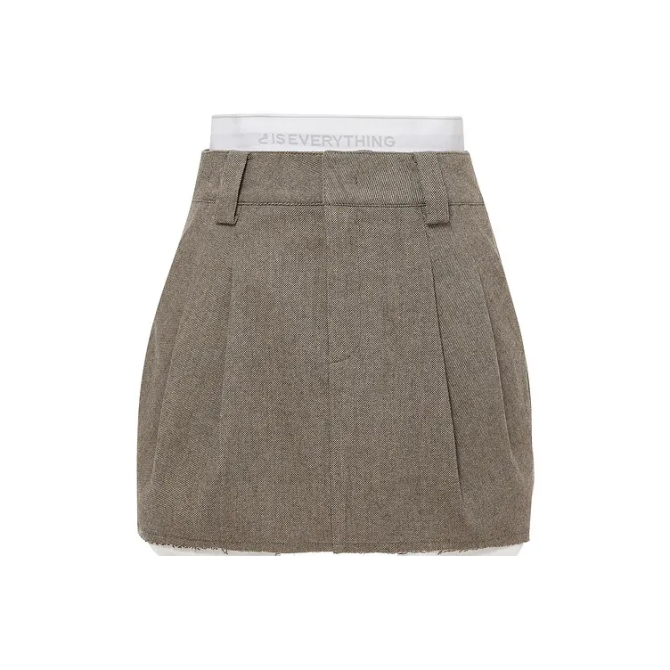 D'zzit Cropped Skirt Dark Khaki-0
