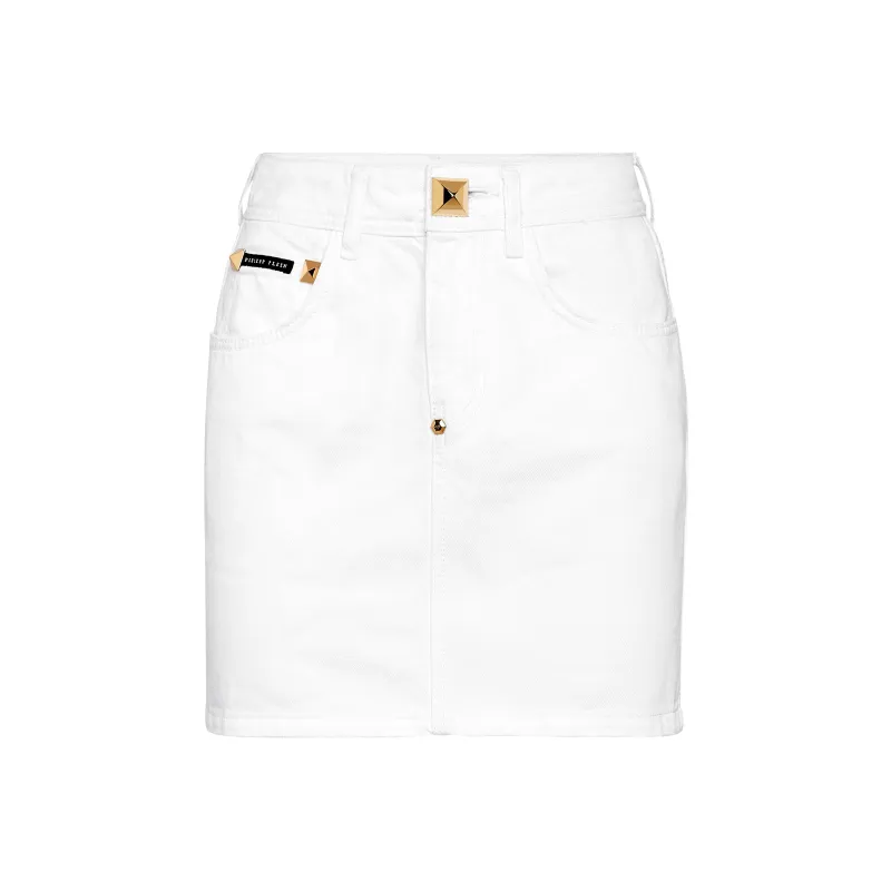 PHILIPP PLEIN Denim Mini Skirt-0