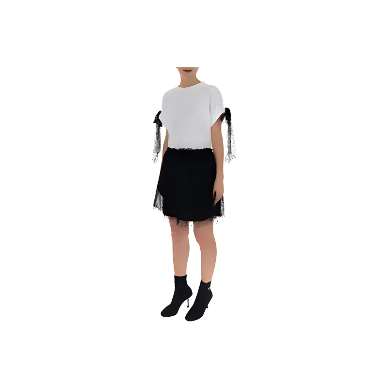 RED VALENTINO Short Sleeved Dress Women's Black White-2