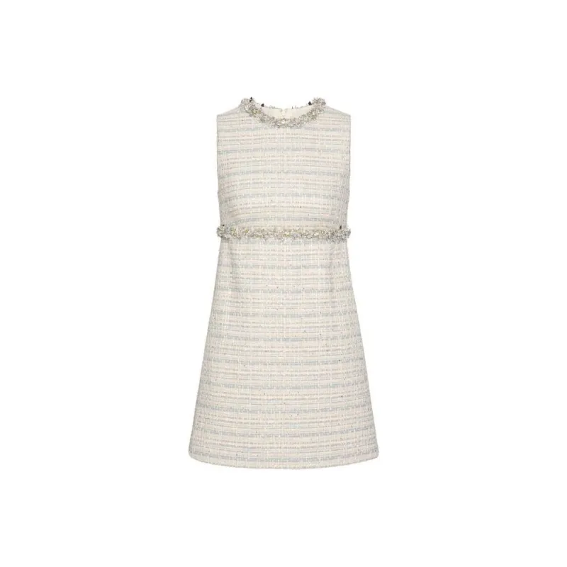 Valentino Crystal embellished Tweed Minidress-0