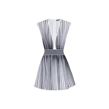 BALMAIN Two tone Flared Knitted Dress