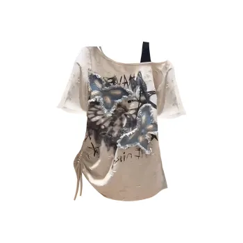 IDLE SOUL Drop Shoulder Sleeve T Shirt Women's